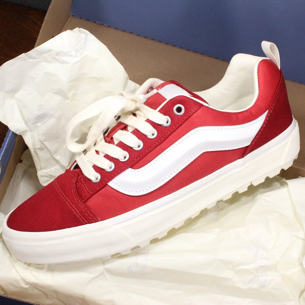 VANS Knu Skool MTE-1 LX Shoes in Red, Red White Sneakers, Men's Size 11.5